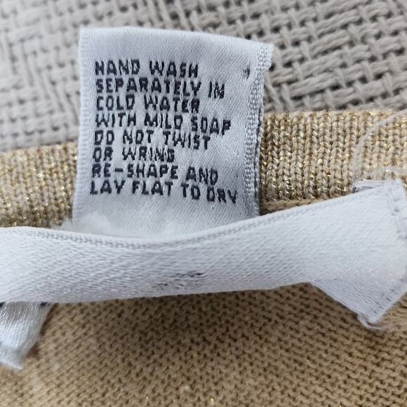 Casual Corner VTG Gold Metalic Sheen Dressy Blouse Women's Size Medium Glam Top - Picture 9 of 9